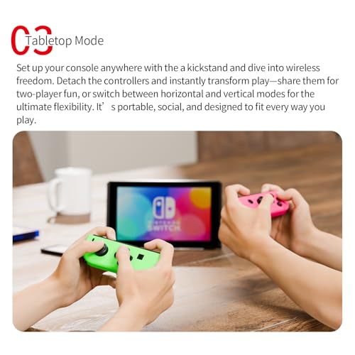 Tideal Set of Replacement Controller for Nintendo Switch - Compatible with Nintendo Switch (1) / OLED/Lite - Dual Vibration/Motion Control / 6-Axis Gyro (Green & Pink) - color: Green & Pink