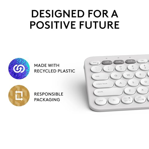 Logitech Pebble Keys 2 K380s, Multi-Device Bluetooth Wireless Keyboard with Customizable Shortcuts, Slim and Portable, Easy-Switch for Windows, macOS, iPadOS, Android, Chrome OS - Tonal White - color: White