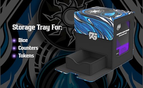 Realm Guard TCG/MTG Commander 100+ Card Art Deck Box With Storage (Blue/White) - style: Blue White