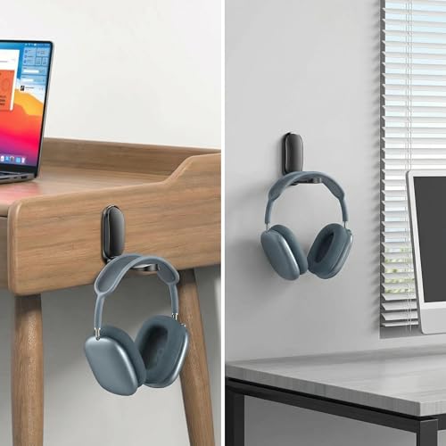 Headphone Stand, Sticky Headset Hanger,Adhesive Headphone Holder Hook Mount, Headset Stand Holder Clip Under Desk, Earphone Clamp