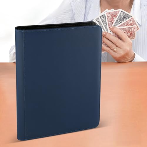 12 Pocket Ringless Side Loading Trading Card Binder, 720 Cards PU Fixed Page Zipper Card Album for TCG Sports Game Cards, Not Fit Top Loaders (Dark Blue) - color: 12 Pocket 720 Diamond Dark Blue