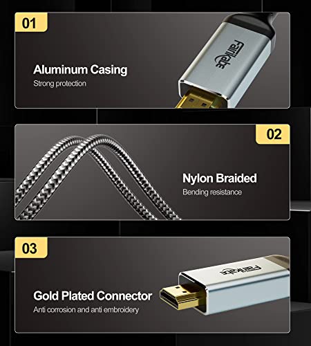 fairikabe HDMI 2.1 Cable 6.6ft, 8K HDMI Cables (2K 240Hz, 4K 120Hz 144Hz, 8K 60Hz) Long Cord, 48Gbps eARC HDR10 HDCP 2. 2 2.3 Braided HDMI Cable for PS5, Nintendo Switch, Xbox Series X, Apple TV Box