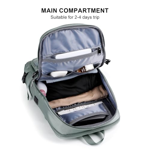 PIJUSHI Casual Travel Backpack for Women with 16" Padded Laptop Compartment | Carry On Luggage with USB Charging Port, 1680D Water-Resistant Nylon, Airline Approved, For Daily, Hiking - color: Updated Grey Blue