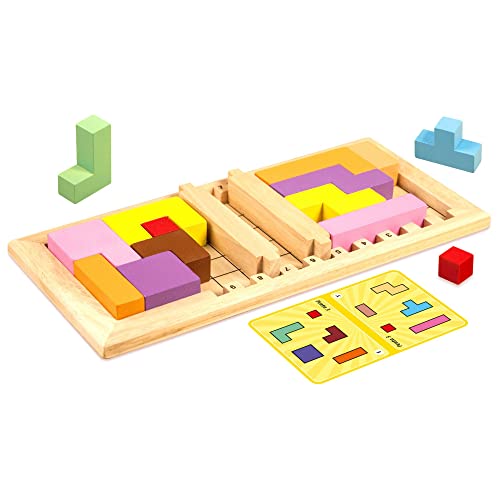 Katamino Family | Wooden Brain Teaser Puzzle Game for Kids and Parents | Educational Board Games for Toddlers and Kids of All Levels | Over 1000 Pentomino Combos | Ages 3+ | 1-2 Players | 10 Min
