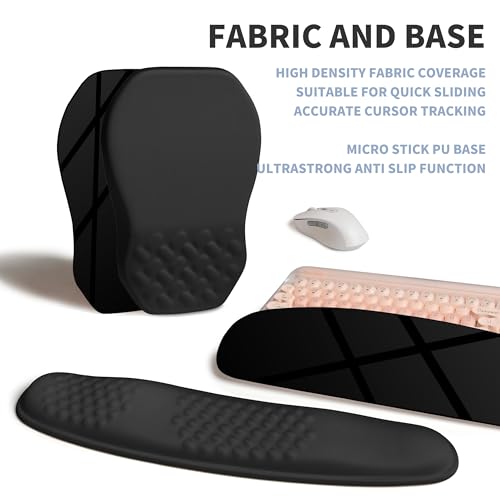2-in-1 Ergonomic Set, Wave Keyboard Wrist Rest and Massage Slope Mouse Pad Wrist Support, Rebound Memory Foam for Relieve Carpal Tunnel Syndrome and Wrist Pain (Black) - color: Black
