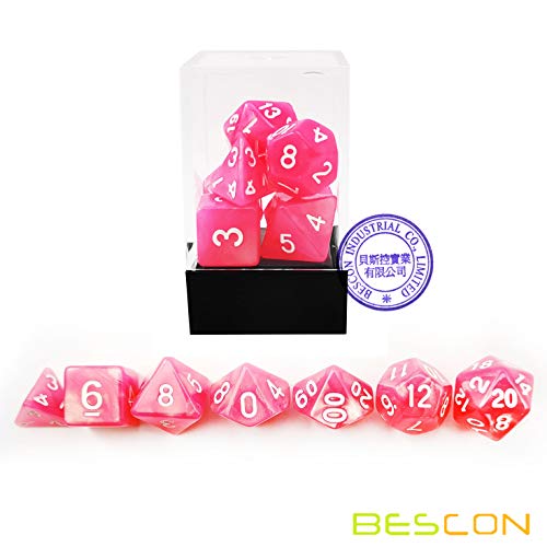 Bescon Moonstone Dice Set Peachy, Bescon Polyhedral RPG Dice Set Moonstone Effect - color: Peachy