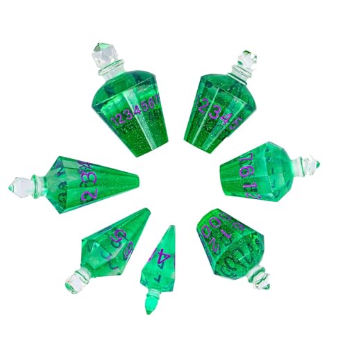 7PCS Potion DND Dice Set,Transparent Sharp Edge Dice Set D&D RPG Polyhedral Die,for Dungeons & Dragons, and TTRPG Roleplaying Games (Green) - color: Green