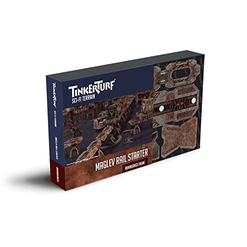 TinkerTurf Sci-Fi Terrain: MagLev Rail Starter, Abandoned Theme, Sturdy, Affordable, Great-Looking Full-Color Terrain, Quick and Easy to Assemble, Virtually Limitless Setups - style: Starter (Abandoned)