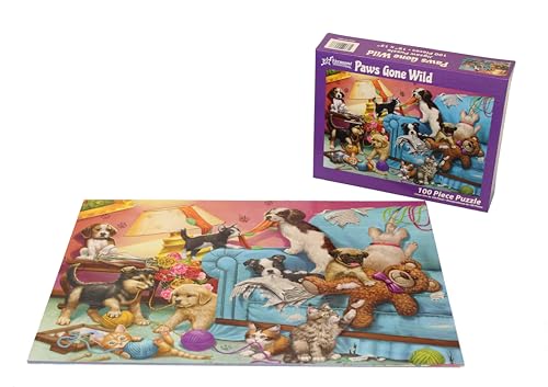 Vermont Christmas Company Paws Gone Wild Jigsaw Puzzle 100 Piece, Large Pieces Perfect for Kids and Seniors