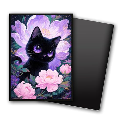 MTG Card Sleeves, Ultra Clear Front & Matte Finish Back, 100 Count Standard Size Matte Art Sleeve for Magic The Gathering - color: Cat and Flowers