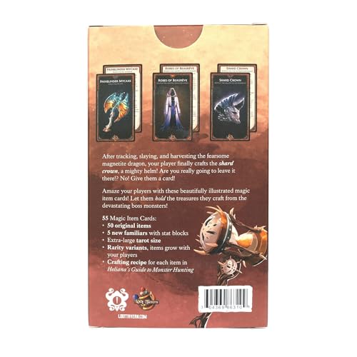 Loot Tavern: Heliana's Item Cards Volume 1, 55 DND 5e RPG Cards | Tarot-sized magic items and familiars from the Polyhedrooze, Veiled Lady and Dreamweaver hunts, D&D 5e compatible