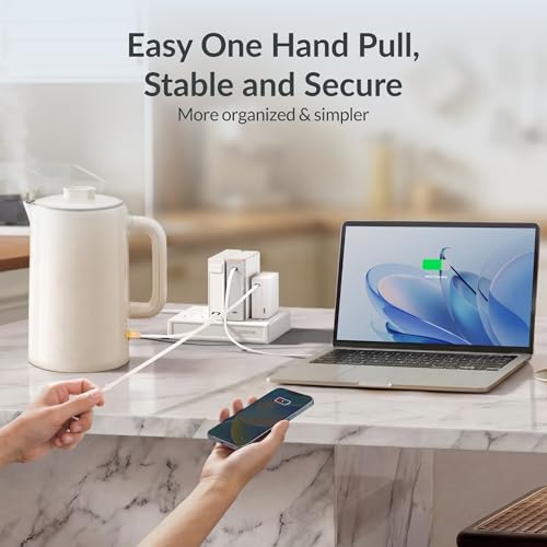 Gitryin Laptop Charging Station, 5 * 140W Retractable USB C Chargers, 10 Type C Ports with Cooling Power Strip, 700W Charging Hub