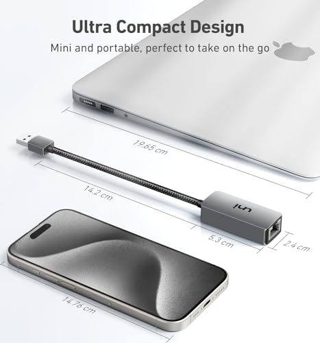uni USB to Ethernet Adapter, Driver Free USB 3.0 to Gigabit Ethernet LAN Network Adapter, 100/1000 Mbps RJ45 Internet Adapter Compatible with Laptop, MacBook, Surface, PC with Windows, XP, Mac/Linux
