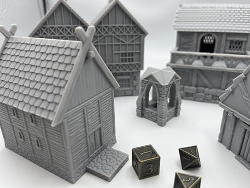 Generic Little Town and Village Houses Scene, Architecture Terrain Scenery for 18-22mm Miniatures Wargame, 3D Printed and Paintable (Deluxe Edition)