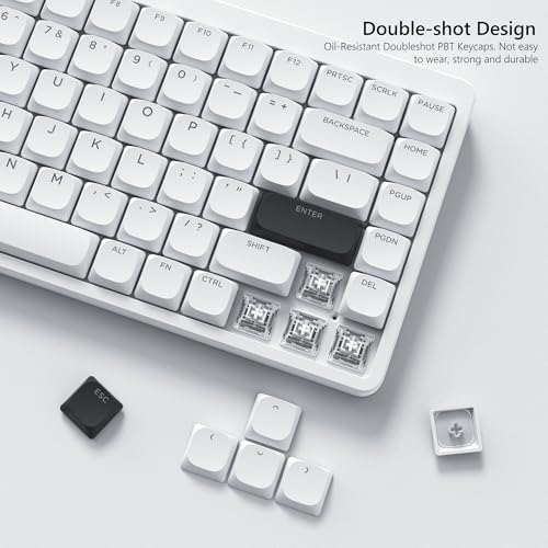 Womier Keycaps, Low Profile Keycaps, Shine Through Key caps Custom | PBT Keyboard Key caps for 60% 65% 75% 80% 100% Cherry Gateron MX Switches Mechanical Keyboard,White Backlight - color: White