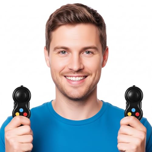 Skylety 2 Pcs Fidget Toys for Adults Controller Fidget Pad Stress Relief Cube Clicker Game Controller Sensory Educational Toy for ADHD Autism Relief Stress Anxiety(Black Style) - style: Black Style
