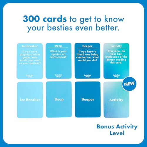 Let's Get Deep: Friends Edition by Relatable, Fun Group Card Game, Easy Adult Game for Game Night, Perfect for Party Games with Friends, Includes 400 Question Cards, Three Increasingly Personal Levels - style: Friends Edition