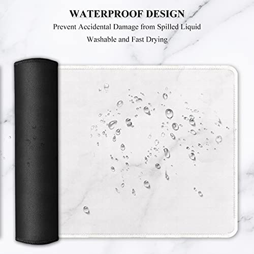 Auhoahsil Extended Mouse Pad, XXL Gaming Mouse Pads, Large Big Mousepad Laptop Computer Keyboard Mat Desk Pad with Non-Slip Base and Stitched Edge for Gaming Office, 35.5 x 15.7 inch, White Marble - color: 25 White Marble, size: XXL - Extended size 35.6”x