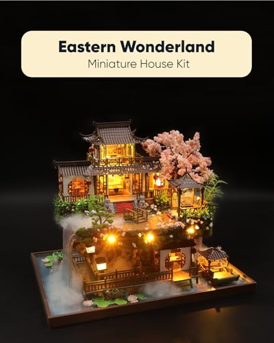 DIY Miniature House Kit Dollhouse Kit for Adults Chinese Wonderland | Mini House Kit with LED, Model Building Diorama Kits, Ideal Gifts for Birthday Christmas