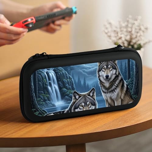 PPIKTC Carrying Case Compatible with Nintendo Switch, Travel Storage Holder Bag with 15 Game Cartridges, Moon Wolf Love - color: Design (211)