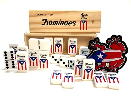 Puerto Rico Dominoes Premium Puerto Rican Flag Domino Double Six for Adults Size