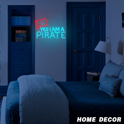 Pirate Neon Sign - YES I AM A PIRATE LED Light for Boys Room Decor, Pirate Themed Bar Wall Art, Nautical Man Cave Gift, Skull Crossbones, Kids Game Room Decor(16.2 * 11inch) - style: YES I AM A PIRATE