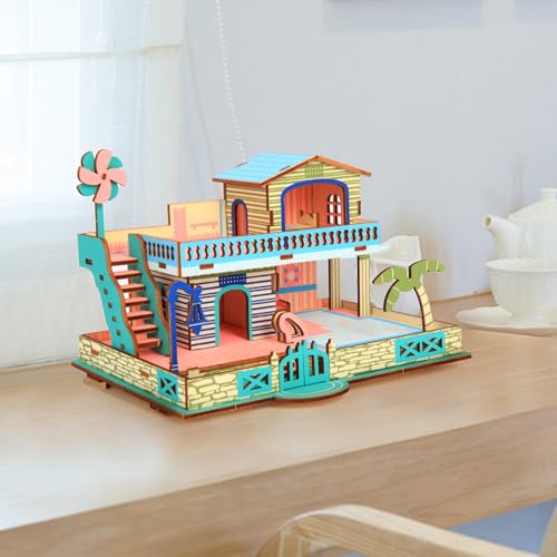3D Wooden Puzzle,57Pcs House Model for Teens & Kids 8+,Simple Packaging | Compact 3D Architectural Model,for Parent-child Play,Classroom Rewards.Moderate Difficulty,Fun Building Activity for Ages 8+
