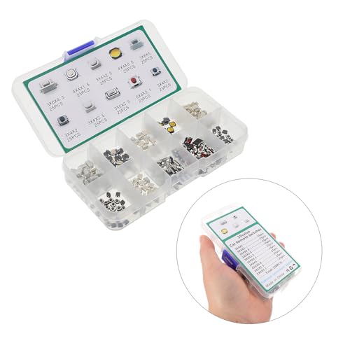 Veemoon 250pcs Mini Tactile Push Button Switches Car Momentary Off Switch Kit for Automotive Replacement Vehicle Touch Button Arcade Game Parts