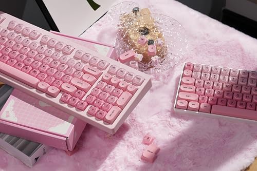 ZORNHER ZH980 Foundation Mechanical Keyboard,95% Pink Creamy Keyboard with Number Pad,Cute Jelly MOA Profile Keycaps,Creamy Sounding Linear Switches,Hot-Swappable,RGB Backlit - color: Pink Foundation, size: Creamy Switch