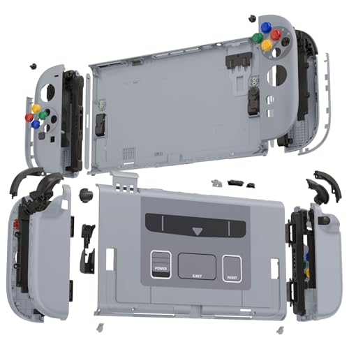 eXtremeRate DIY Replacement Shell Buttons for Nintendo Switch 2, Full Set Back Plate Controller Housing with Button for Switch 2 Console & Joycon 2 - Deluxe Version - SFC SNES Classic EU Style - color: SFC SNES Classic EU Style