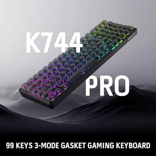 Redragon K744 GB PRO 99 Keys Wireless Gasket RGB Gaming Keyboard, 3-Mode Mechanical Keyboard w/Hot-Swap Socket, Gradient PBT Keycaps & 5-Layer Noise Dampening, Custom Linear Switch - color: Concrete Jungle, size: 99 Keys