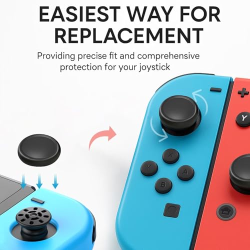 Ferkurn NS Joystick Controller Replacement Thumb Grip Cap Compatible with N-Switch OLED& NS Lite, JC Joystick Grip Button Stick Cover Controller 3D Skin Replacement Part Repair Kit Accessories - color: Green