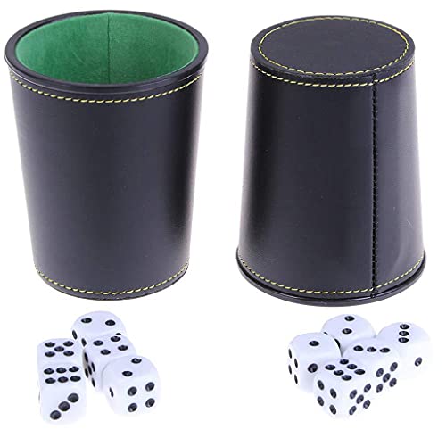 1 PU Leather Dice Cup, Green Flannel Interior Quiet Dice Shaker Cup for Liars/Farkle/Yaht-zee Games, 1 Pcs Set with Carrying Case