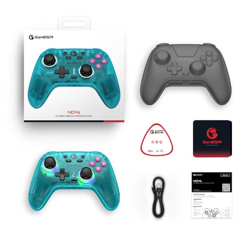 GameSir Nova Wireless Controller, Hall Effect Sticks, Dual RGB Circles, 1200mAh Battery, for Switch, PC, iOS, Android (Neon Teal) - color: Neon Teal