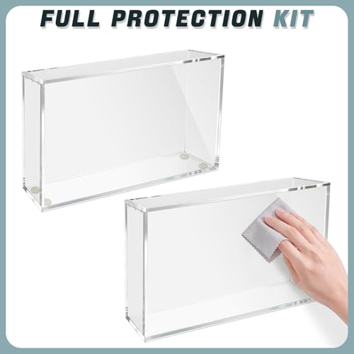 DEDC 1PCS Acrylic Display Case Compatible with Prismatic Evolutions Super Premium Collection 6mm Thick Magnetic Lid Protective Box with Cleaning Cloth and Silicone Pads