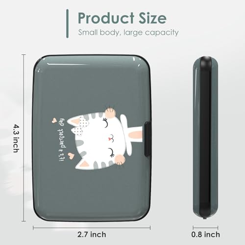 Mini RFID Blocking Credit Card, Cute Cat Wallet Credit Cards Holder Business Card Case Aluminum Metal Travel ID Case for Men Women - color: Cute Cat