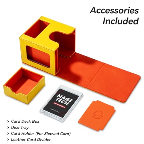 Mage Tech Card Deck Box for MTG Commander - Patented Design, Commander Display, Fits 100 Double-Sleeved Cards, 35pt Card Brick & Dice Tray - Rally - color: 8. Rally