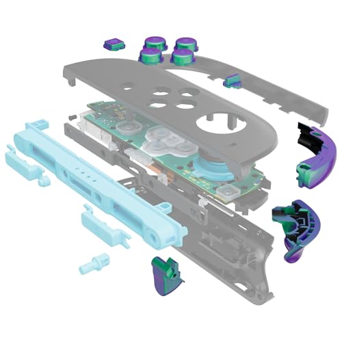 eXtremeRate DIY Replacement Full Set Buttons for Joycon 2, Custom ABXY Direction Keys Dpad + - C Home Capture Release L R ZR ZL Trigger Buttons for Nintendo Switch 2 Controller- Chameleon Green Purple - color: Chameleon Green Purple