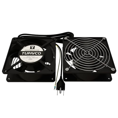 Network Cabinet Fan (2pc Kit) Pair of 120mm 4in Fans 110V - Tupavco TP1511 | Dual fan kit for 19in network cabinets - easy rackmount muffin fan for high performance cooling at 110CFM, 120mm/4in size