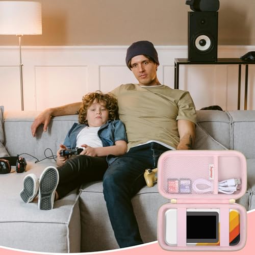 Supmay Hard Travel Case for My Arcade Atari Pocket Player Pro, Portable Video Game System Handheld Game Protection Case with Mesh Pocket for Batteries and USB-C Cable, Pink - color: Pink Star