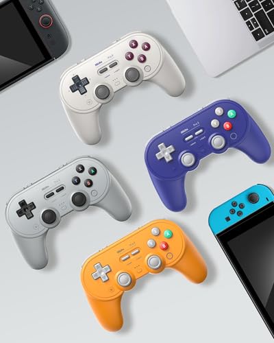 8Bitdo Pro 3 Bluetooth Controller (Gray) - TMR Joysticks | For Switch/Switch 2, Windows/Apple/Android, Swappable ABXY Buttons, Pro Back Buttons, Hall Effect Triggers, Charging Dock - color: Gray, size: Pro 3