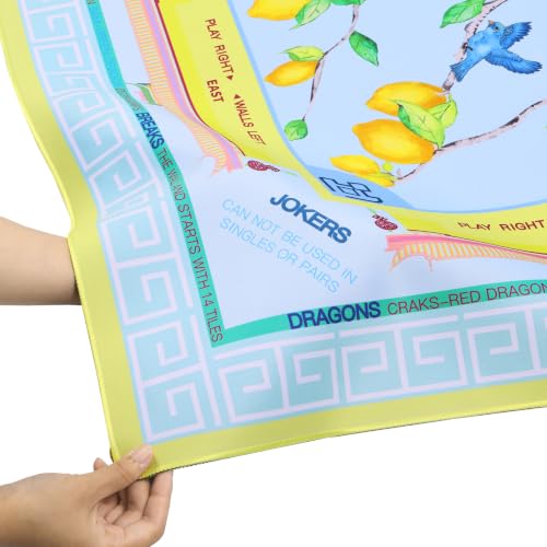 Jongyance American Learning Mahjong Mat (33”x33”), Blue and Yellow Mahjong Mat for Table - color: Blue and Yellow