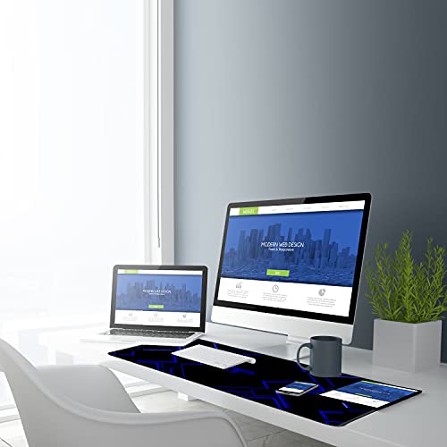 TEDNETGO Large Extended Gaming Mouse Pad, Long Mouse Pads, Extra Large Big Mouse Pad with Stitched Edge, XXL Non-Slip Computer Computer Keyboard Mat for Gamer/Desktop/Office/Home,Blue - color: Blue, size: 31.5L x 15.7W inches