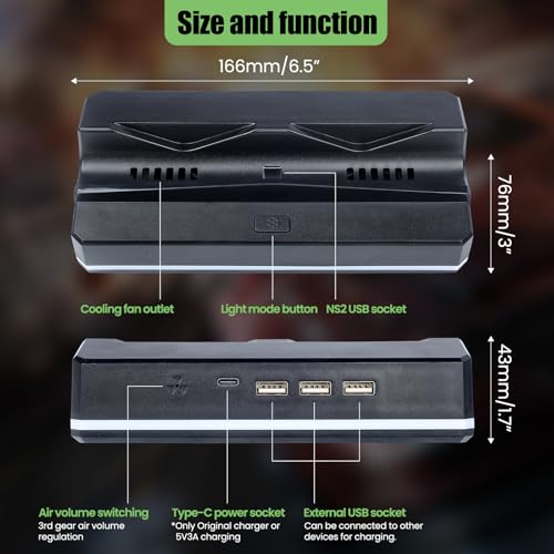 Cooling Fan and Stand Replacement with Colorful LED Light for Nintendo Switch 2 Console Silent Fan Cooler Stand with 3 USB Port Nintendo Switch 2 Cooling System