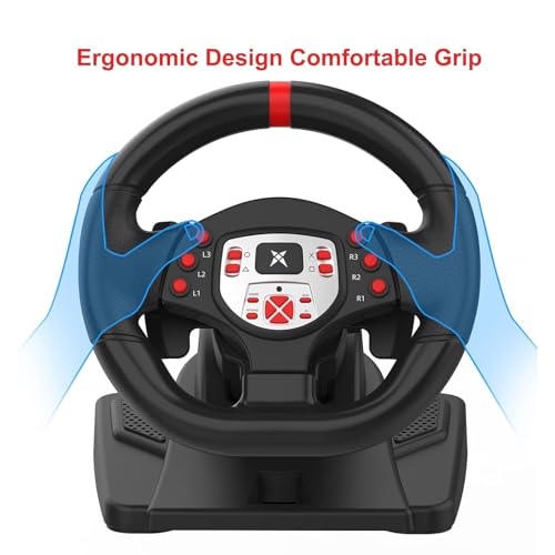 DOYO PS4 Steering Wheel and pedals and shifter, volante para PC, 180°gaming racing wheels Dual-Motor Feedback Driving Force for PS3/PS4/PC/Switch/Android