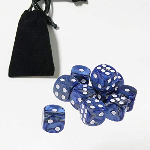 10PCS Polyhedral Dice D6 Dice 16mm Acrylic Dice Game Dice for RPG MTG DND Table Games (Blue Silver) - color: Blue Silver