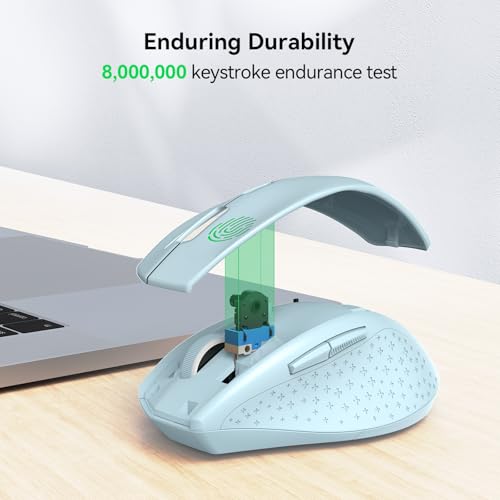 TECKNET 2.4G Wireless Mouse, 4800 DPI Ergonomic Computer Mouse, Lightblue | Mouse for Laptop with USB Receiver, 6 Adjustable DPI, Quiet Click, 30-Month Battery, 6 Button, Portable for PC Chromebook Mac - color: Lightblue