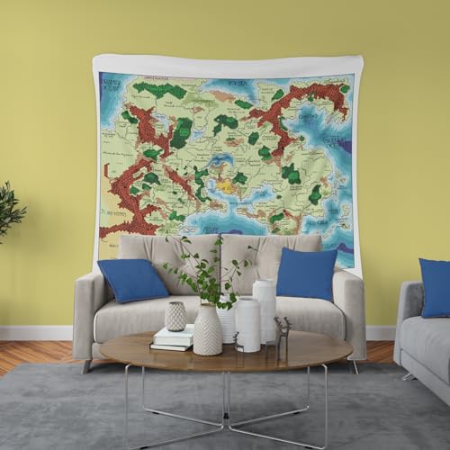 POLYMORPH PRINTS Greyhawk Indoor Wall Tapestry, Flanaess Advanced Dungeons and Dragons Indoor RPG Map Home Wall Decor | AD&D (104" x 88") - size: 104"L x 88"W