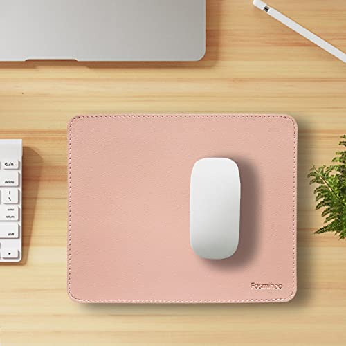 Leather Mouse Pad - Wood Mouse Pad, Double Side Mouse Pad with Stitched Edge, Waterproof Ultra Thin Mouse Pad for Computers, Laptop, Office & Home, 10.2 x 8.3 Inch, 1 Pack (Pink) - color: Pink