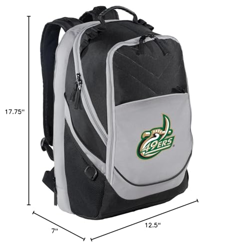 UNC Charlotte Backpack Laptop Computer Bag UNCC 49ers Logo (Black & Gray) - color: Black & Gray